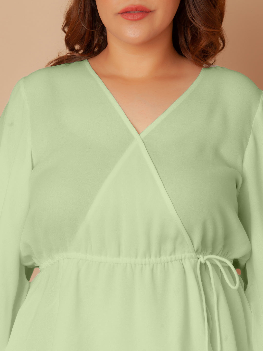 Green Solid Peplum Top