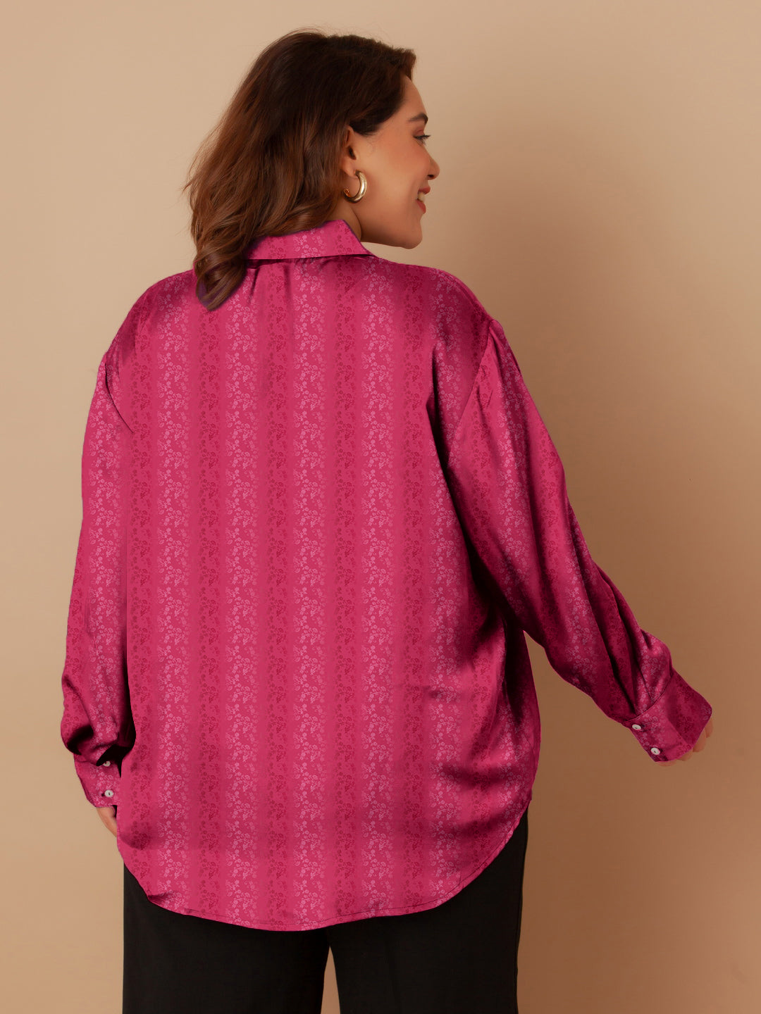 Fuschia Self Design Buttoned Shirt