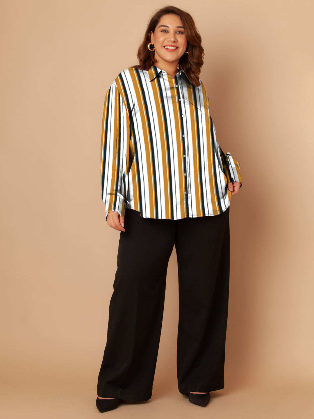 White & Yellow Stripes Buttoned Shirt