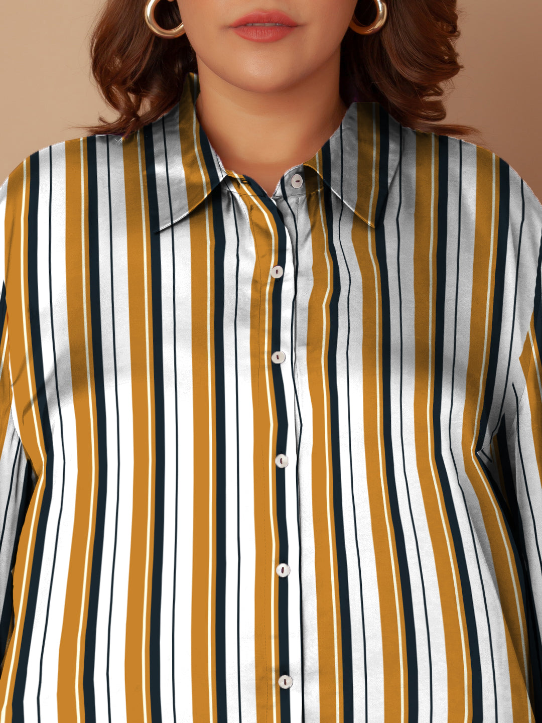 White & Yellow Stripes Buttoned Shirt