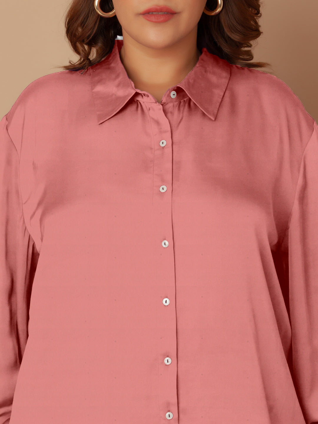 Dull Pink Floral Print Buttoned Shirt