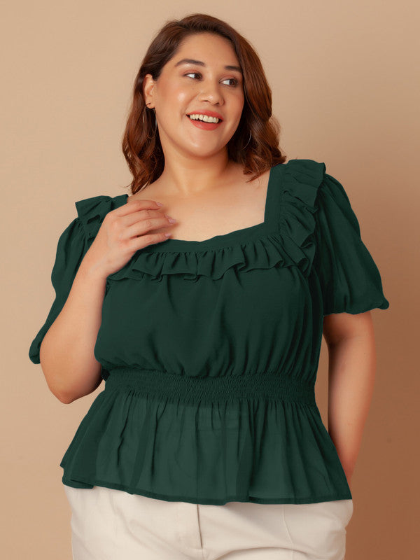 Bottle-Green-Solid-Peplum-Top-ZCT00005-152-BottleGreen-2