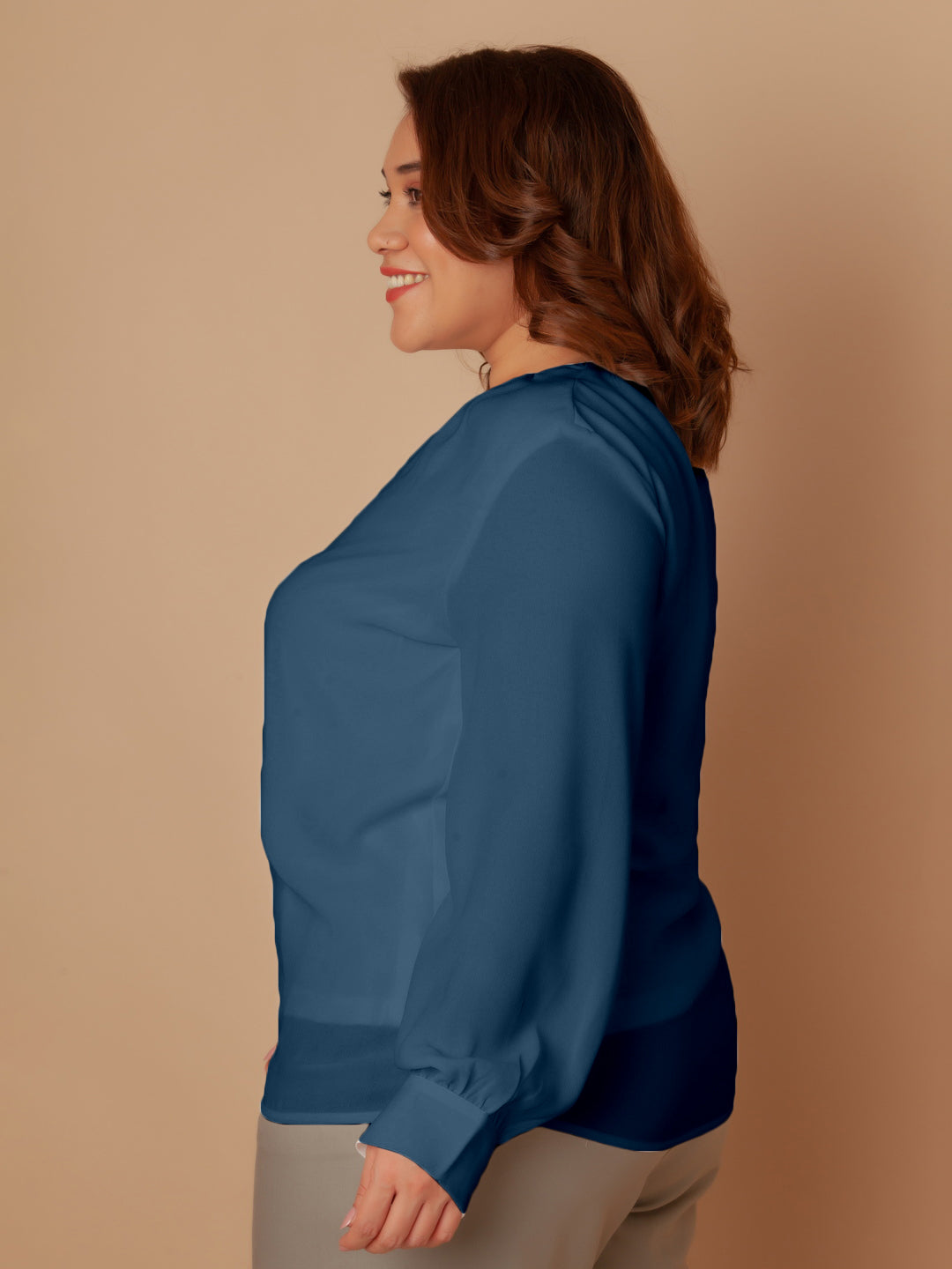 Blue Solid Regular Top