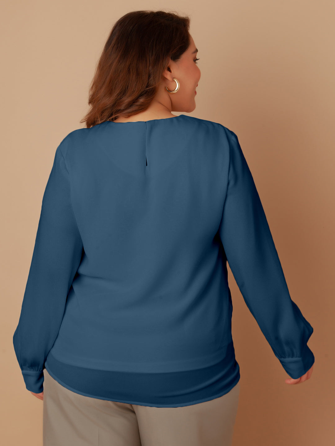 Blue Solid Regular Top