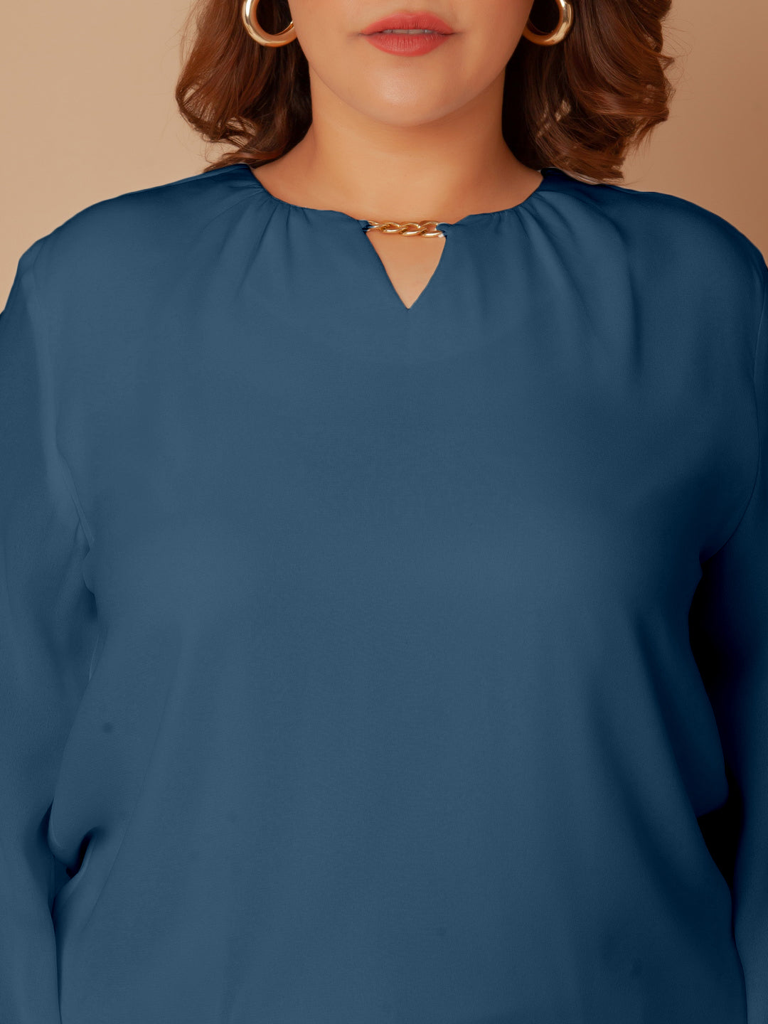 Blue Solid Regular Top