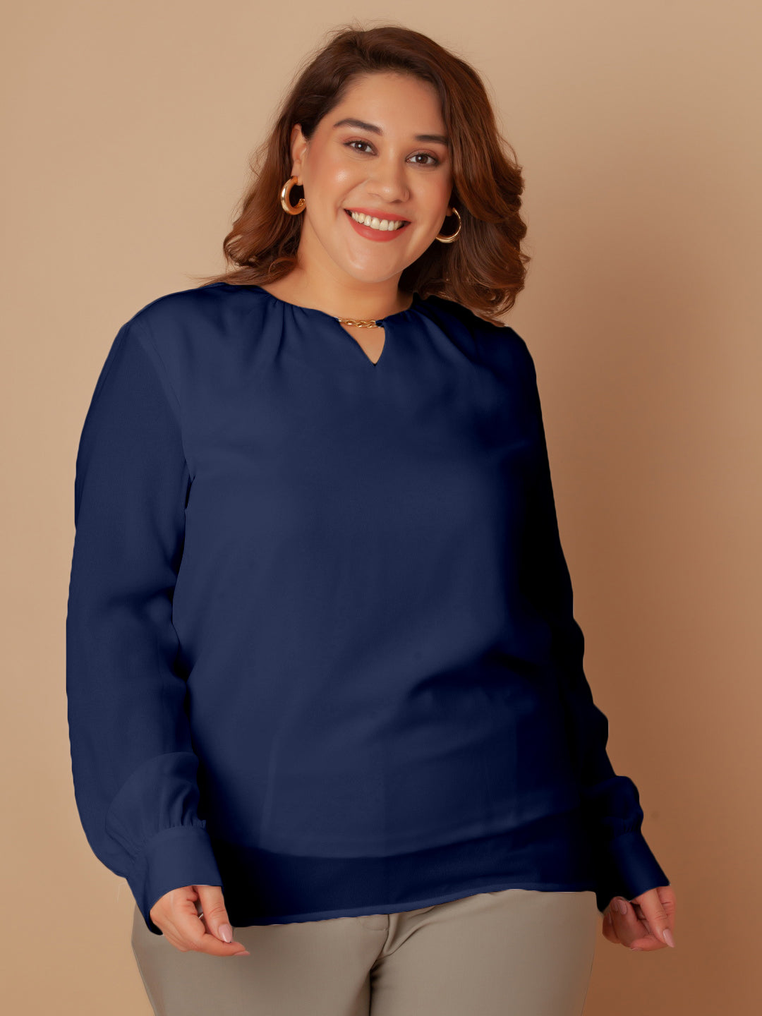 Navy Solid Regular Top