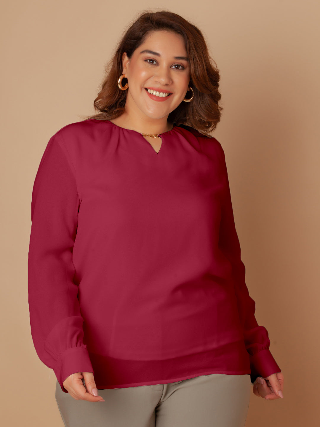 Red Solid Regular Top