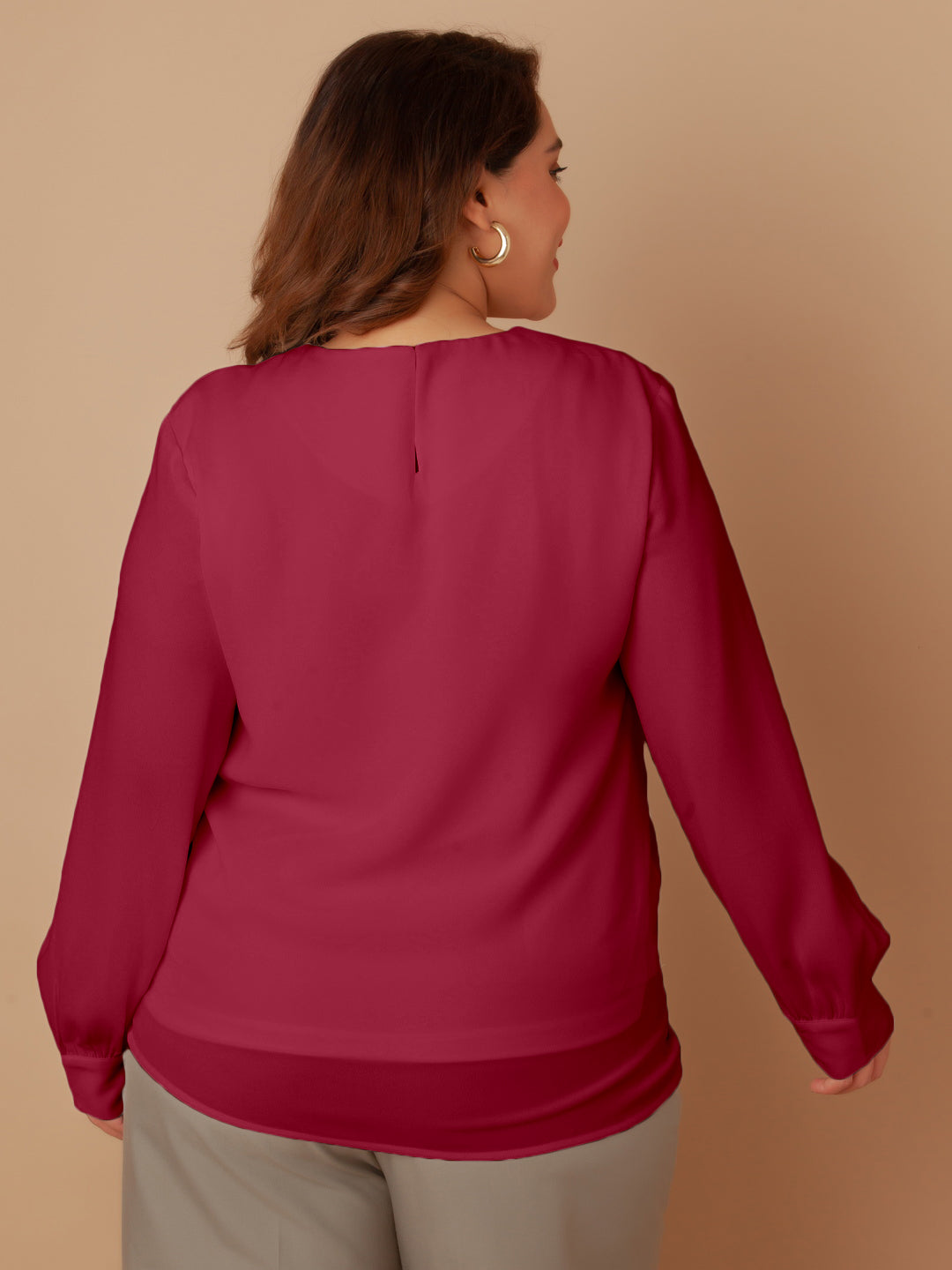 Red Solid Regular Top