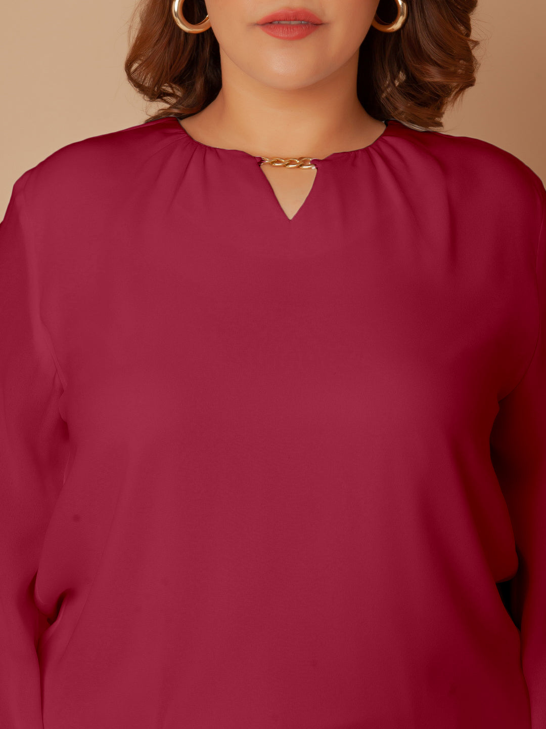 Red Solid Regular Top