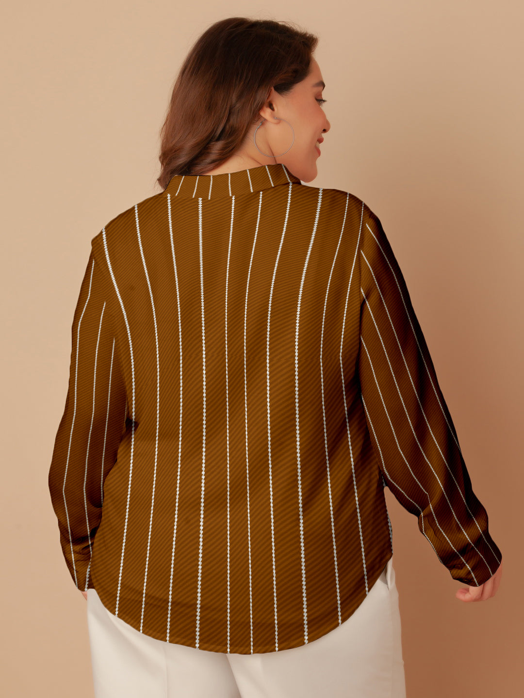 Brown Stripes Buttoned Shirt