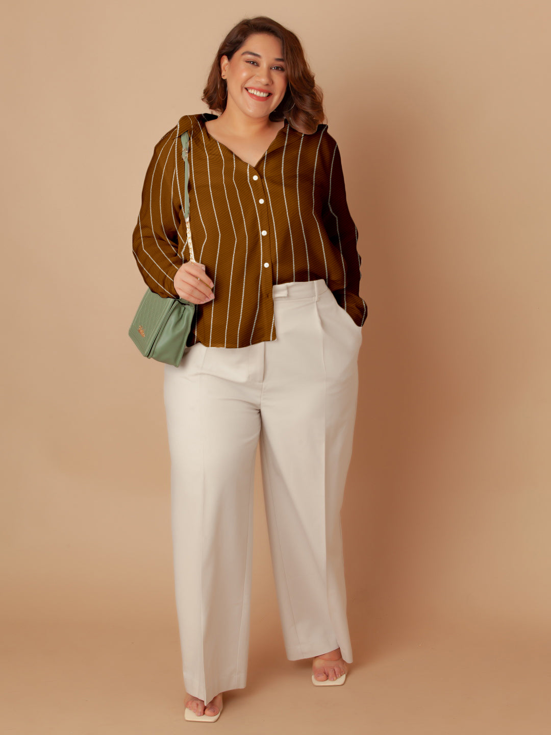 Brown Stripes Buttoned Shirt