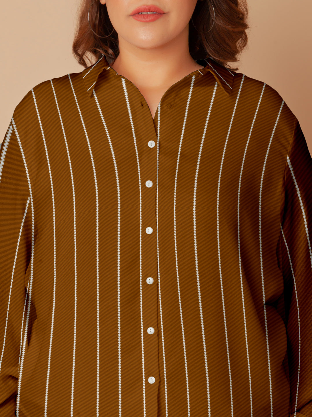 Brown Stripes Buttoned Shirt