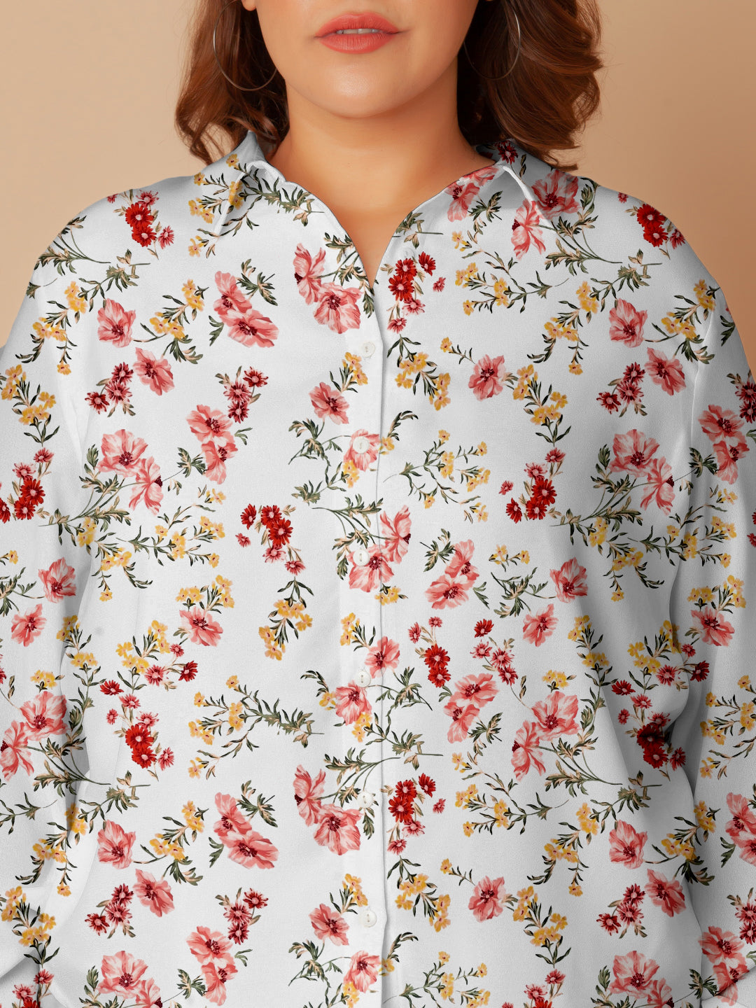 Off White Floral Print Buttoned Shirt