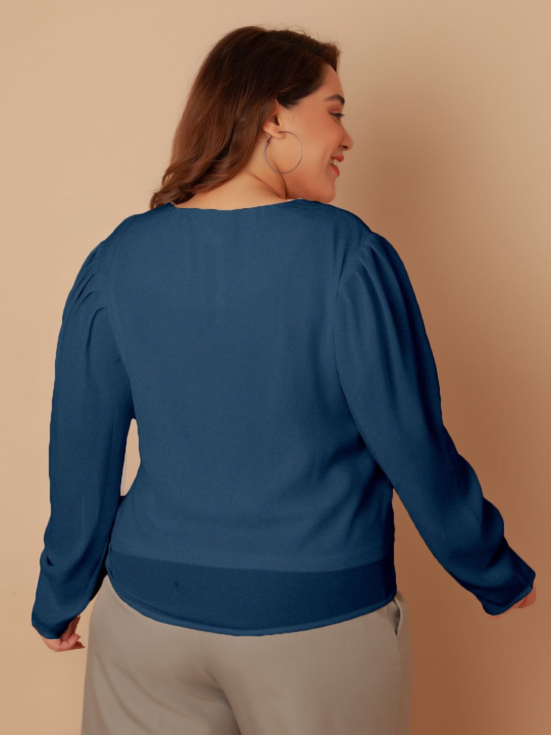 Blue Solid Regular Top