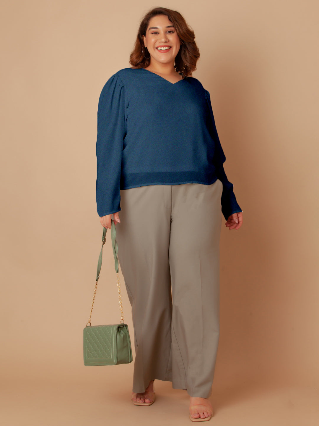 Blue Solid Regular Top