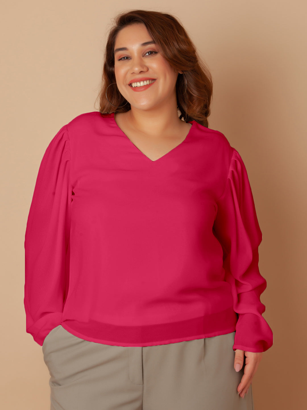 Pink Solid Regular Top