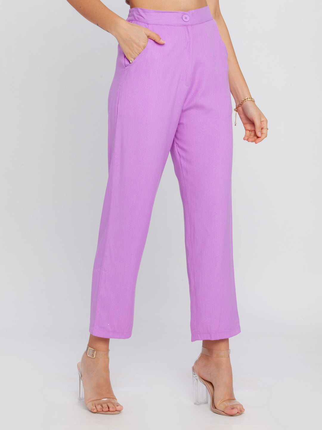 Purple Solid Trouser