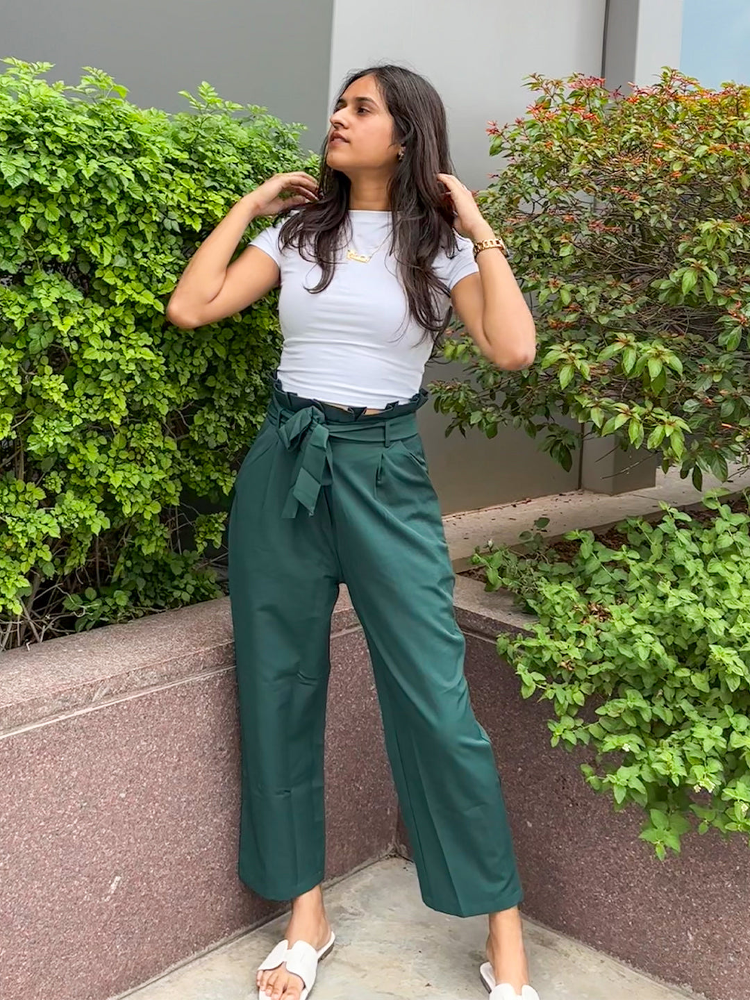 Green Solid Trouser