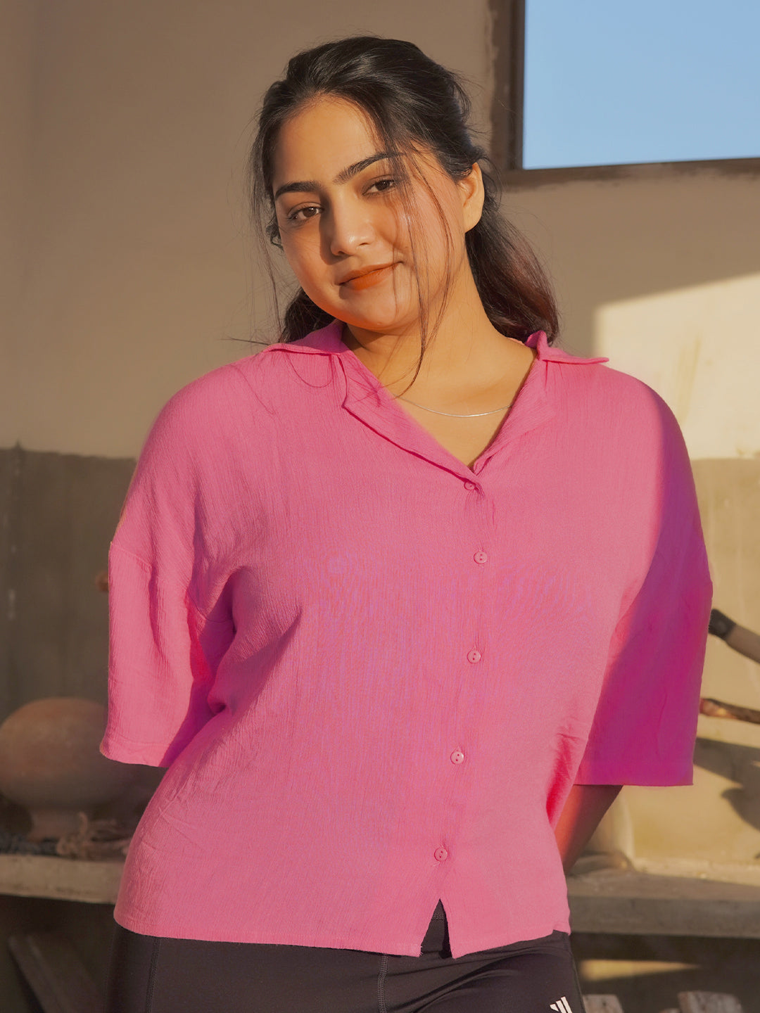 Pink Solid Regular Shirt