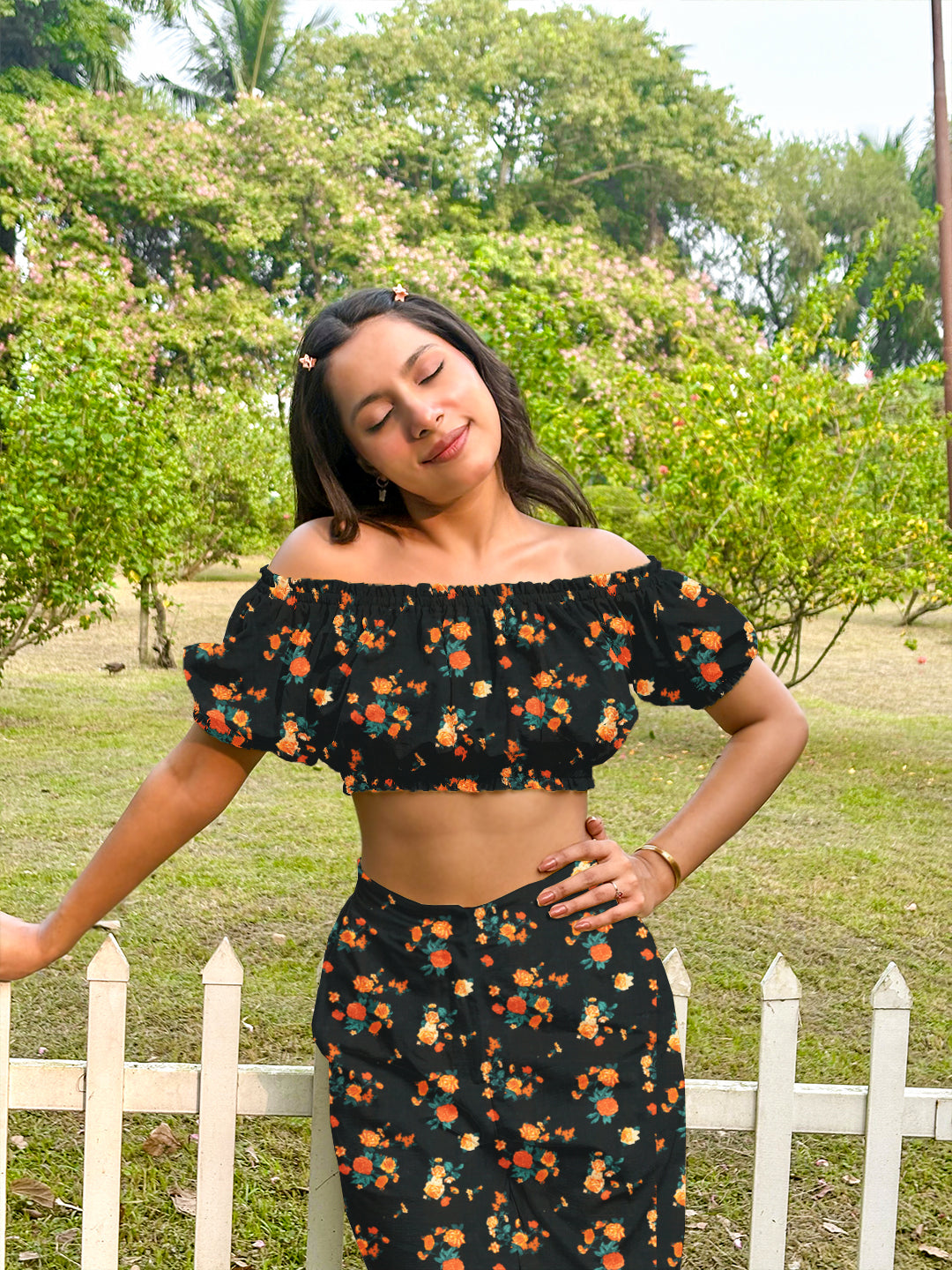 Black Floral Top