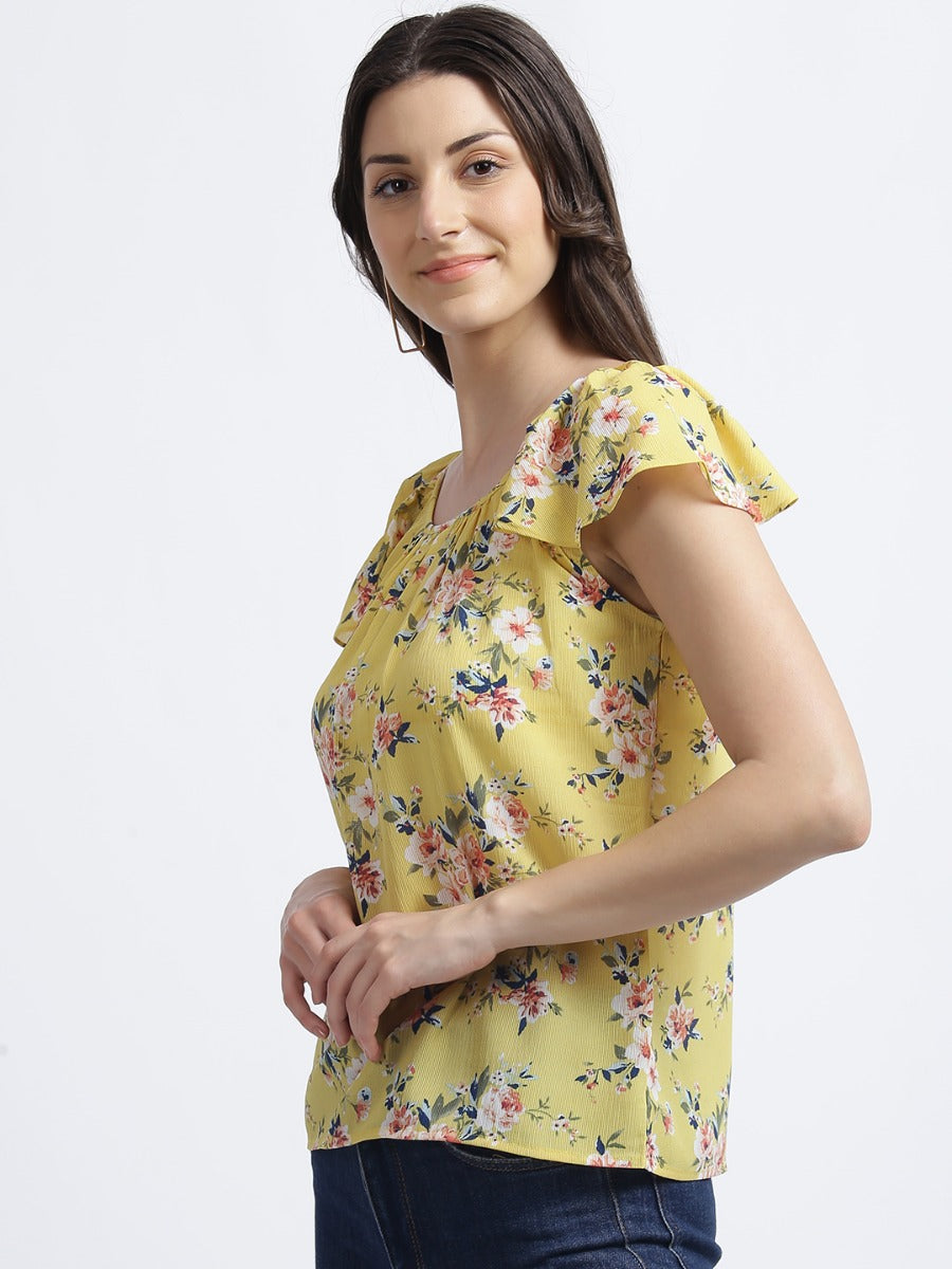 Yellow Floral Print Top