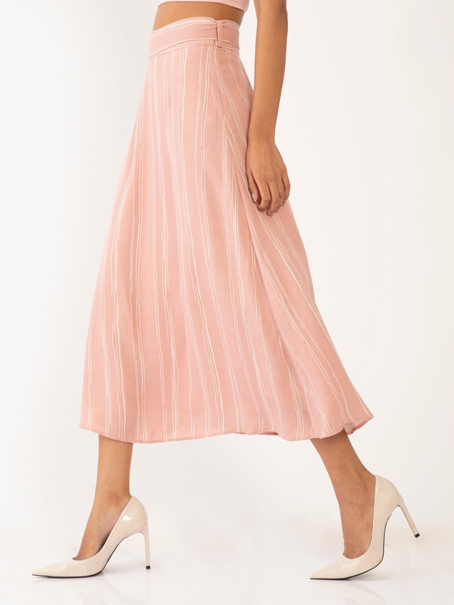 Pink Striped Tie-Up Skirt