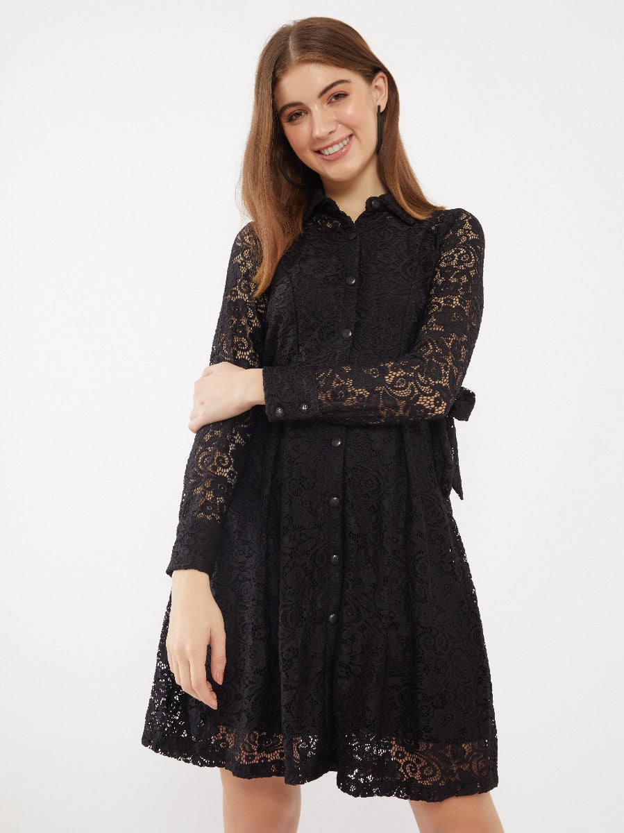 Black Lace Shirt Dress