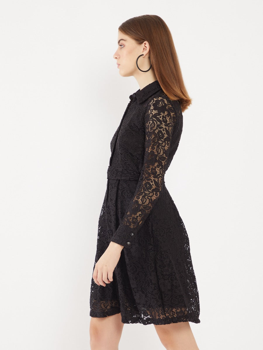 Black Lace Shirt Dress