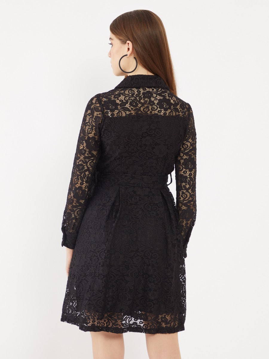 Black Lace Shirt Dress