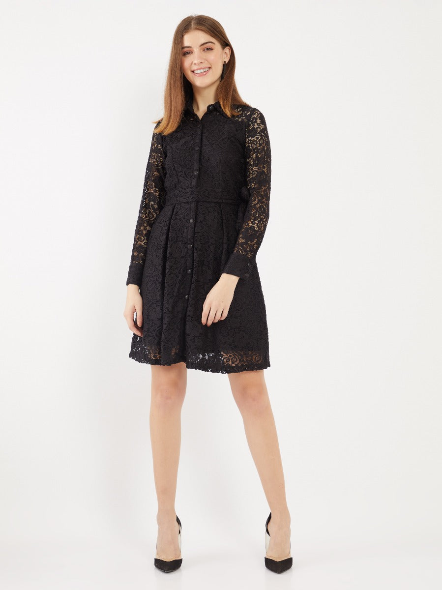 Black Lace Shirt Dress