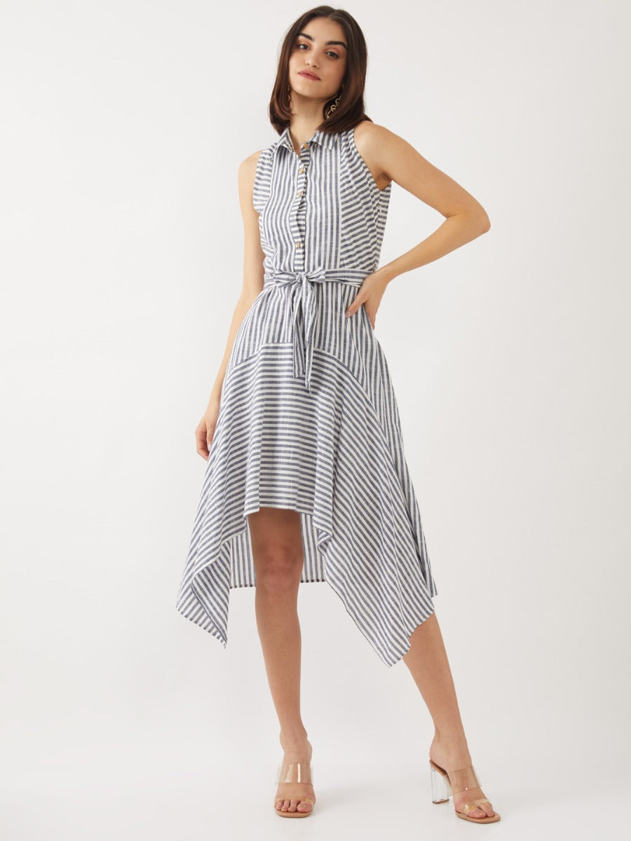 White Striped Midi