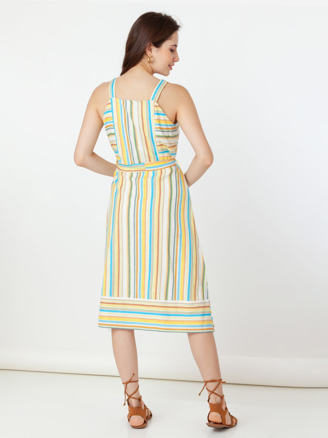 White_Striped_Regular_Midi_Dress_4