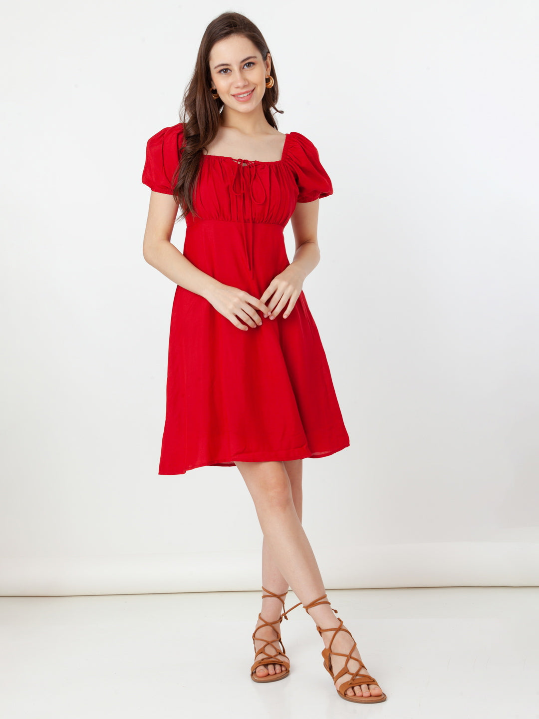 Red_Solid_Regular_Short_Dress_1