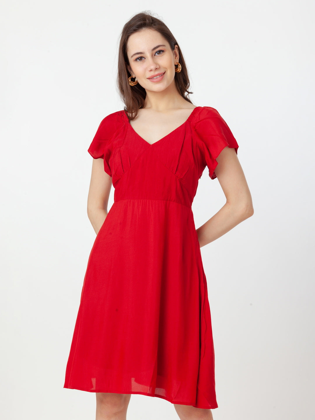 Red_Solid_Regular_Short_Dress_2