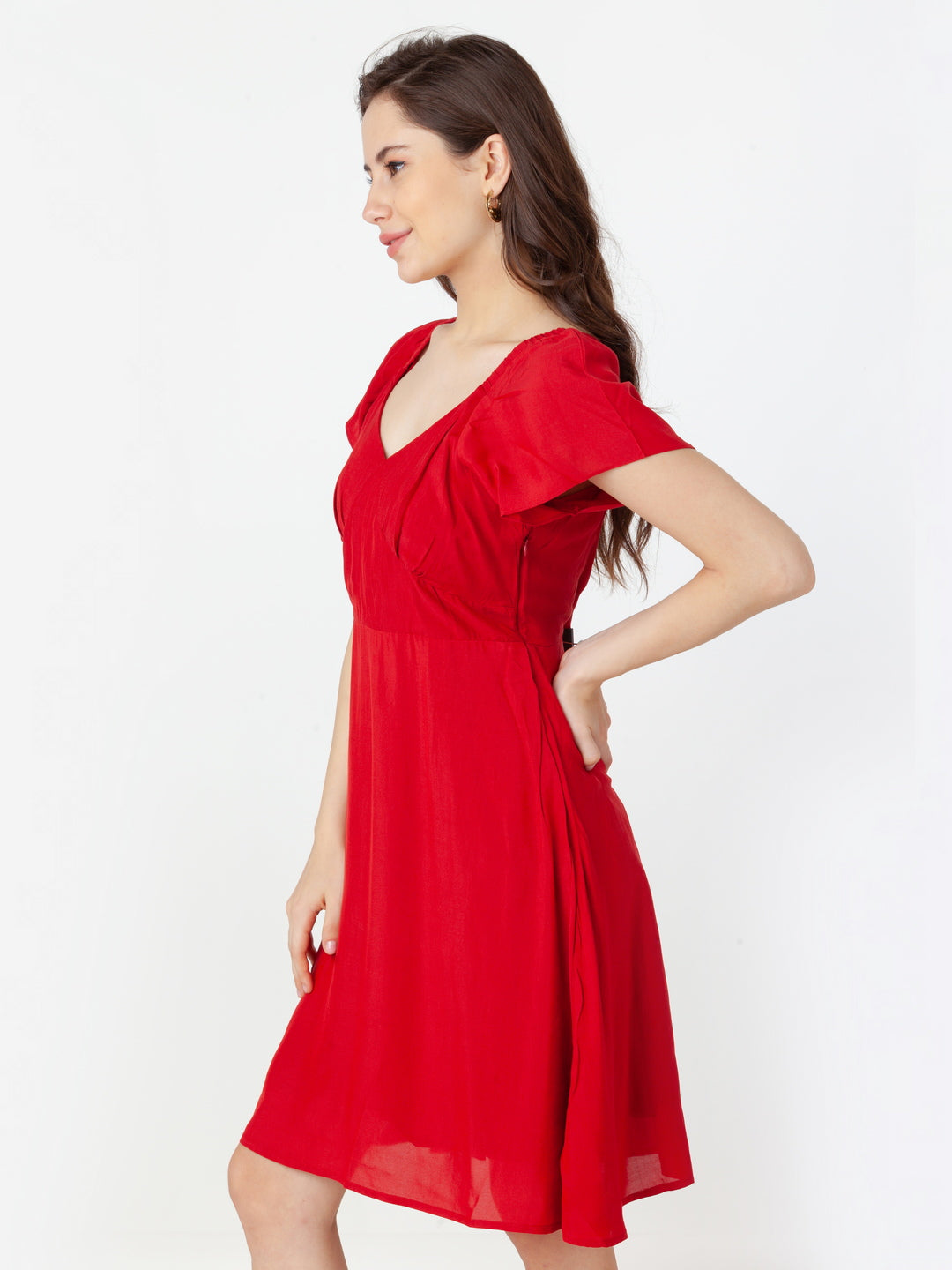 Red_Solid_Regular_Short_Dress_3