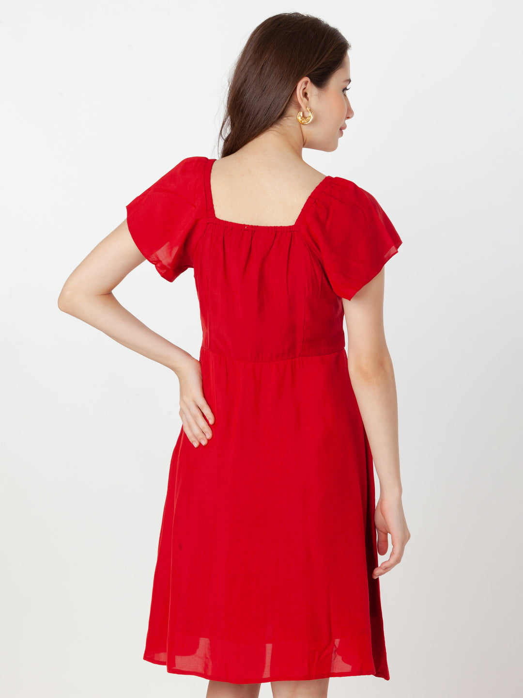 Red_Solid_Regular_Short_Dress_4