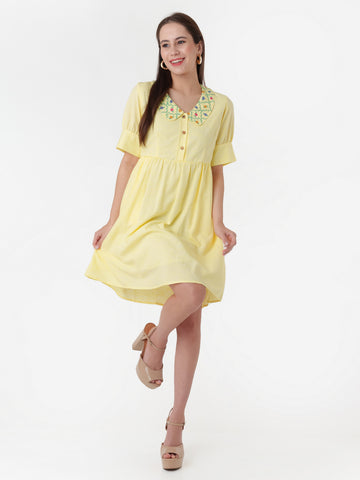 Yellow_Embroidered_Regular_Short_Dress_D06007_1