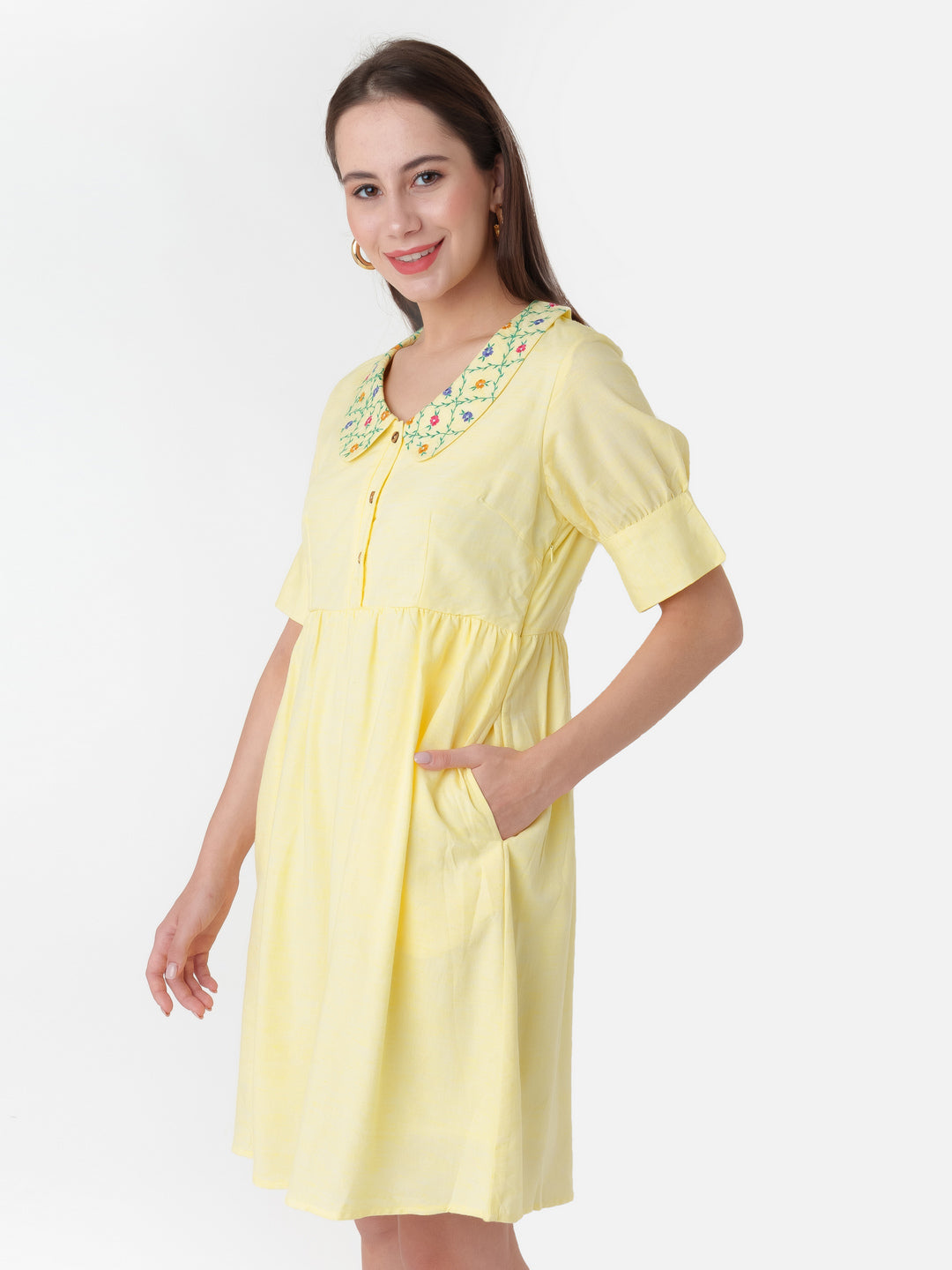 Yellow_Embroidered_Regular_Short_Dress_D06007_3