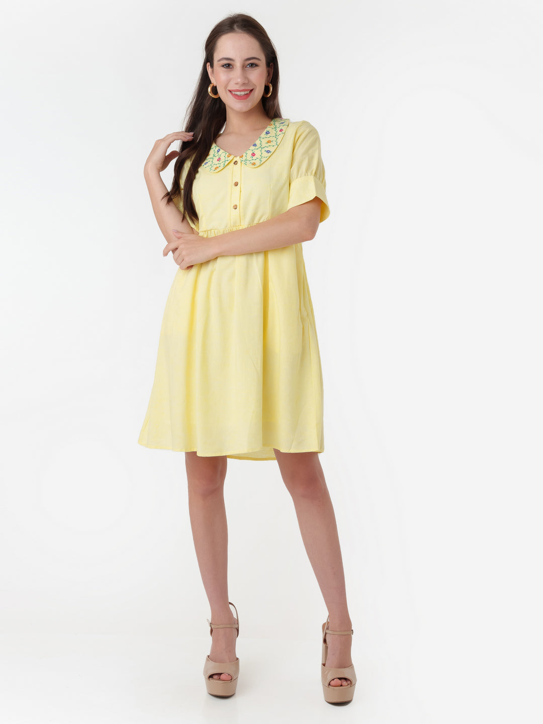 Yellow_Embroidered_Regular_Short_Dress_D06007_5