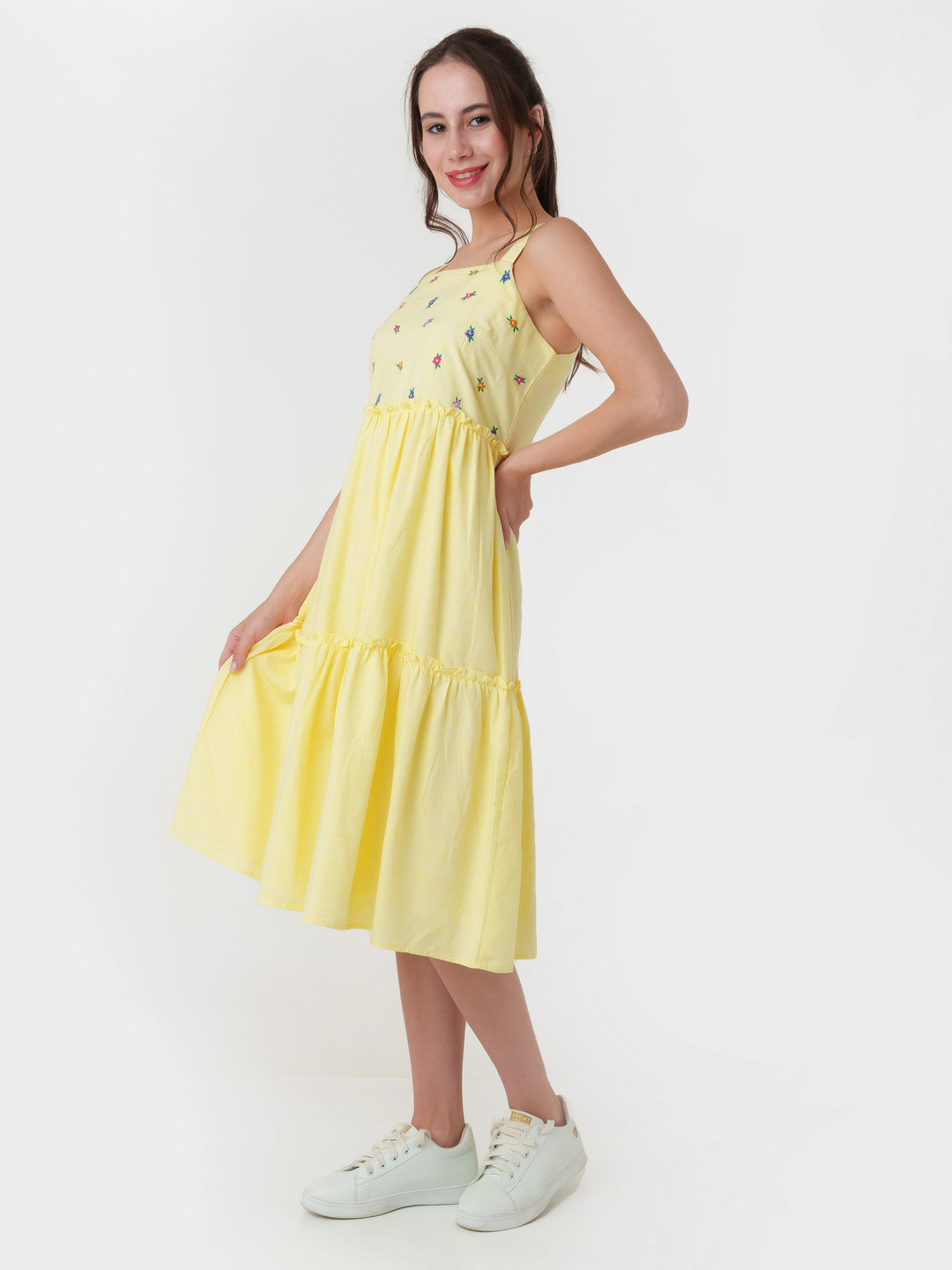 Yellow_Embroidered_A-Line_Midi_Dress_D06008_3