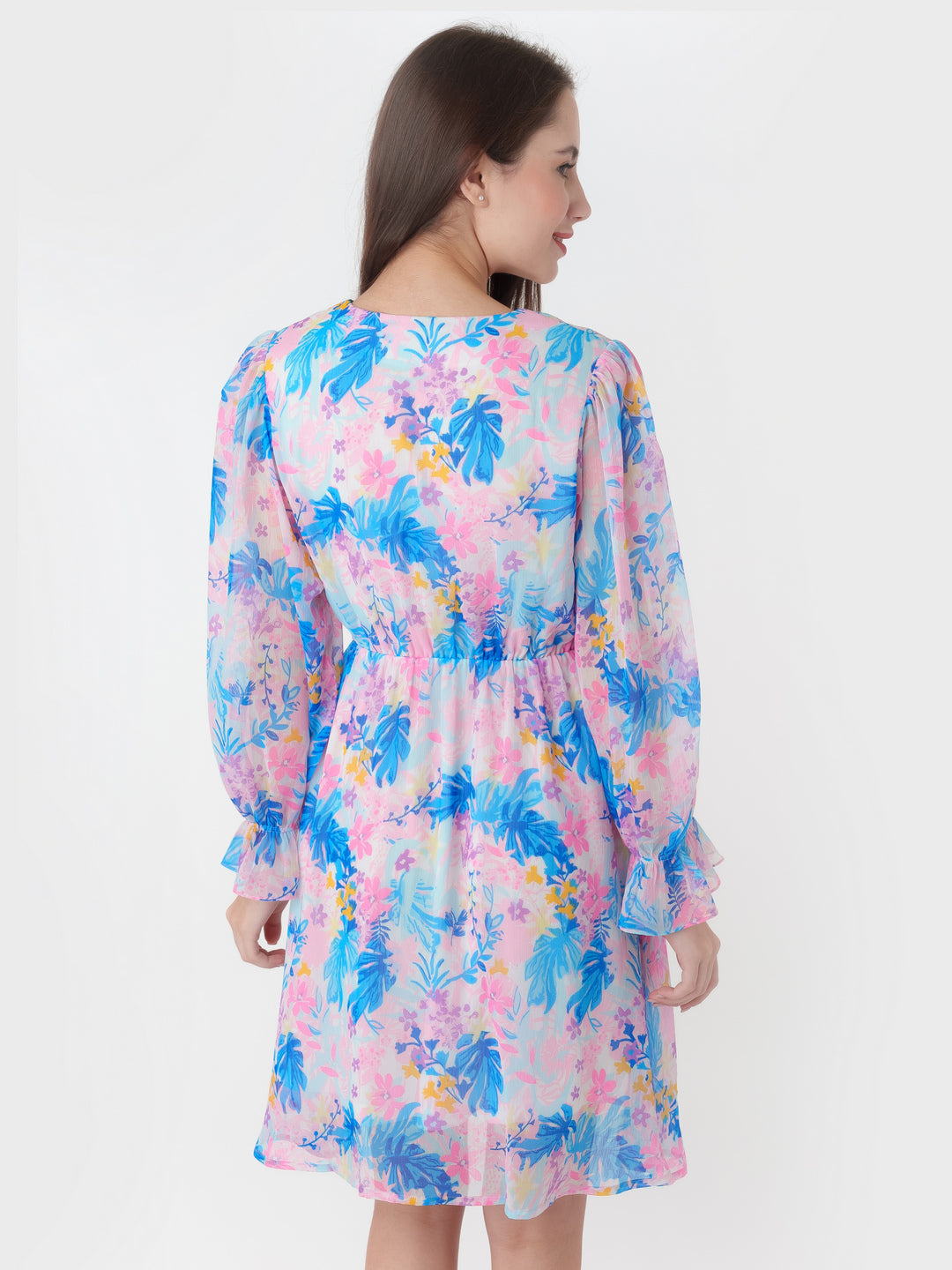 Pink_Printed_A-Line_Short_Dress_D06027_4