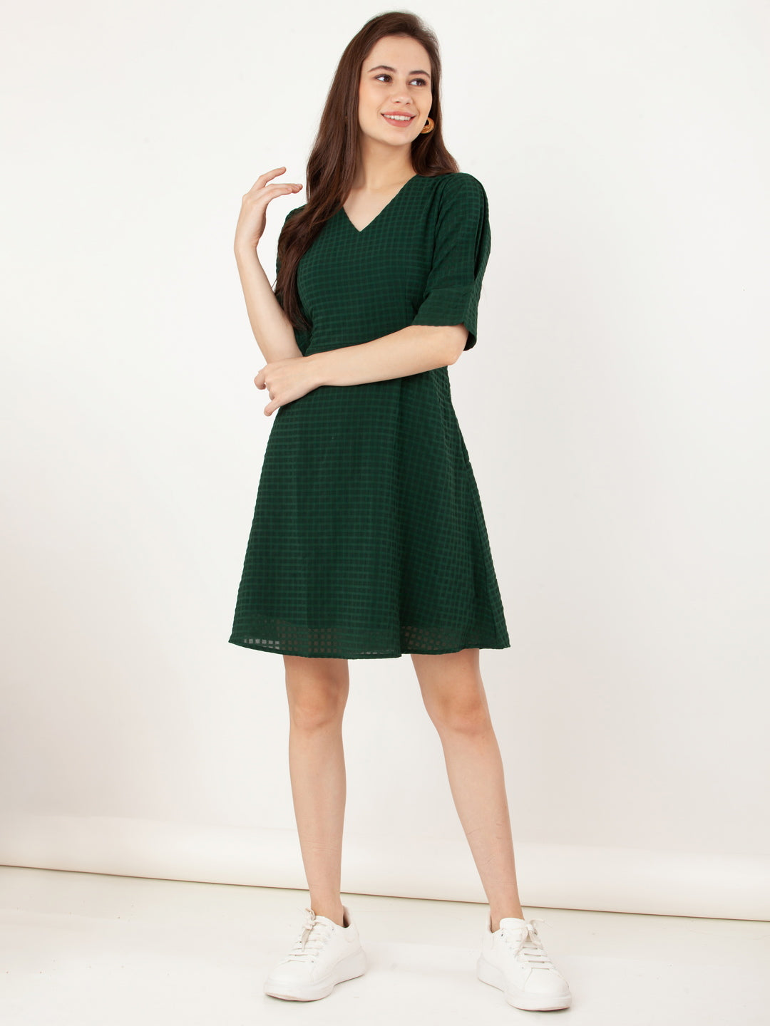 Green_Checks_A-Line_Short_Dress_1