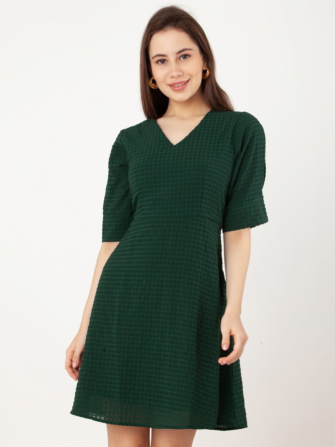 Green_Checks_A-Line_Short_Dress_2