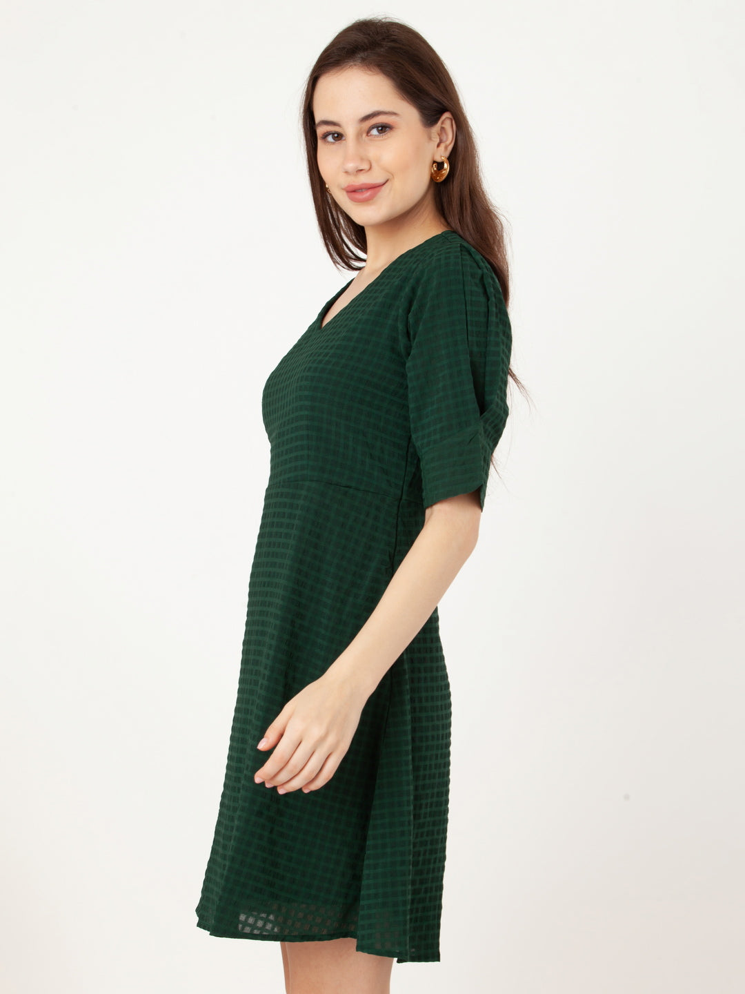 Green_Checks_A-Line_Short_Dress_3