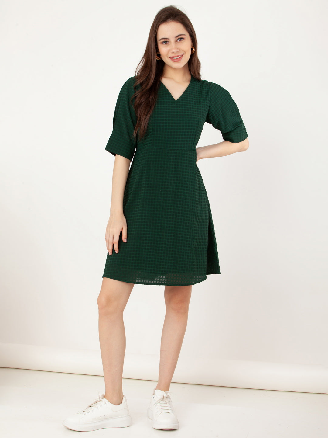 Green_Checks_A-Line_Short_Dress_5