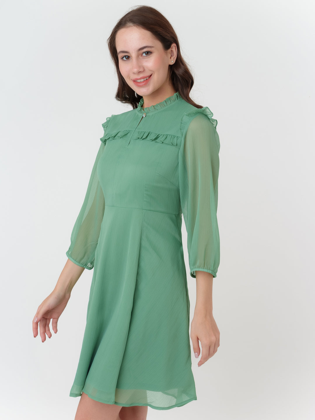 Green_Solid_Regular_Short_Dress_3