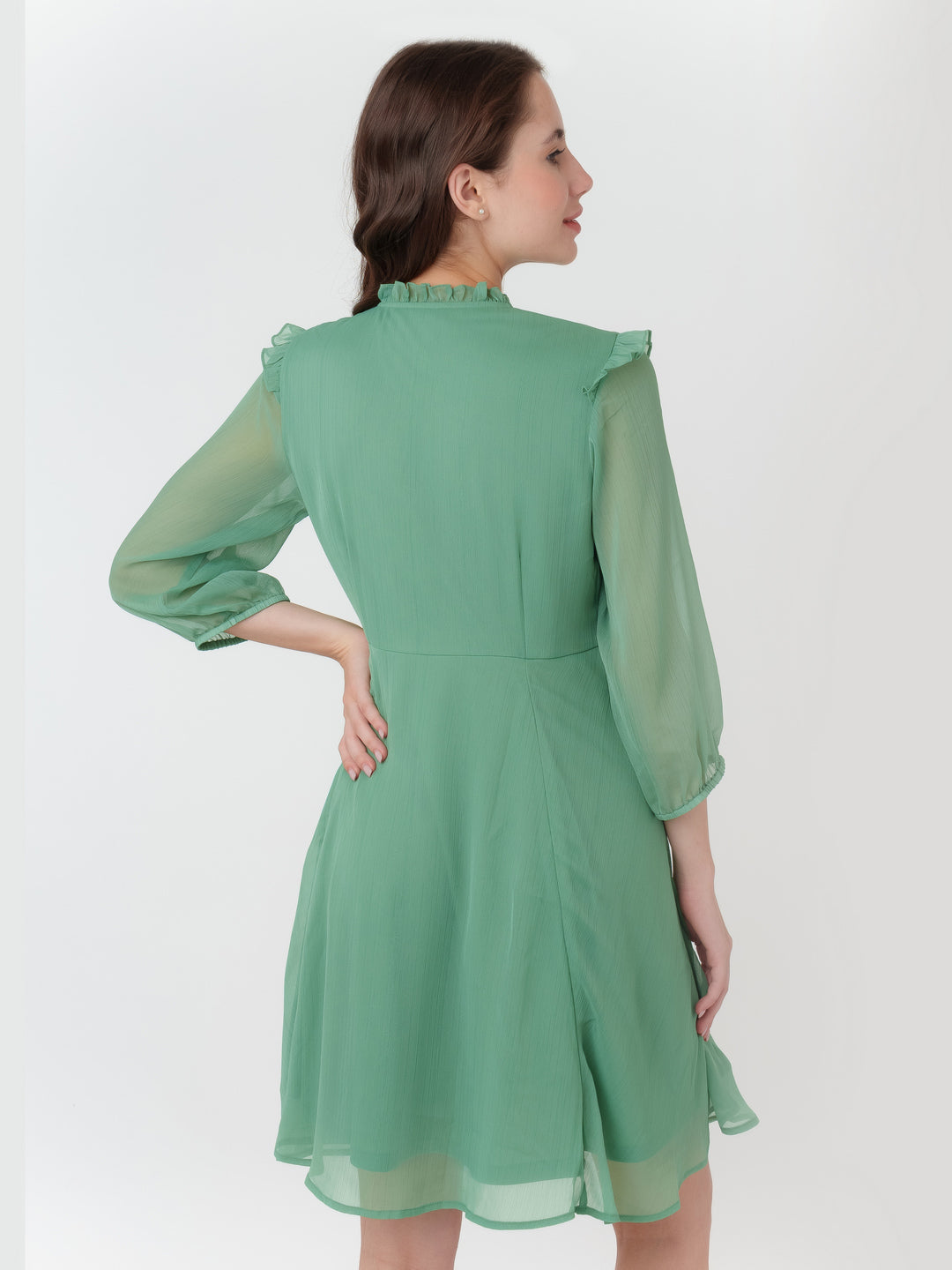 Green_Solid_Regular_Short_Dress_4