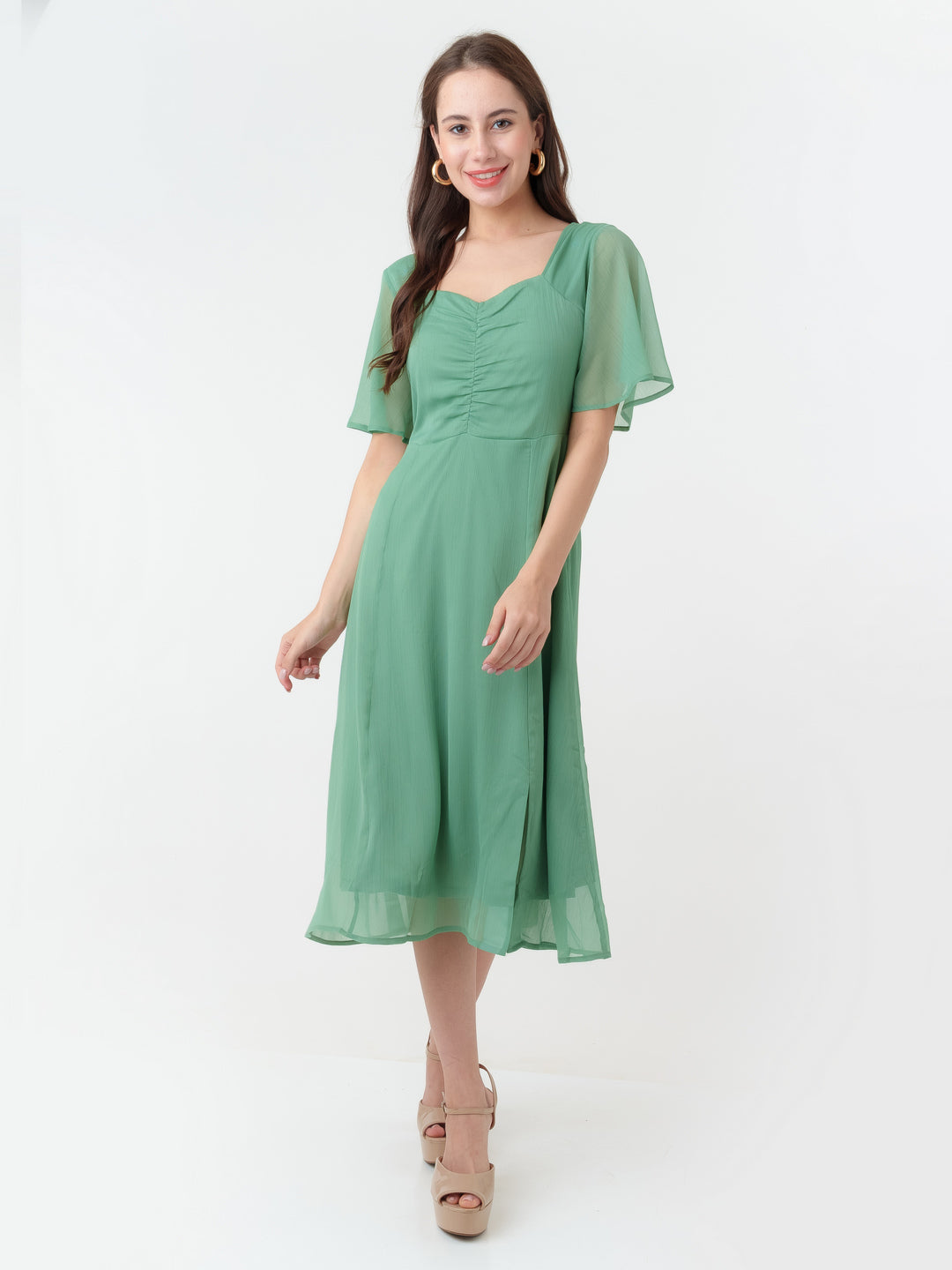 Green_Solid_Regular_Midi_Dress_1