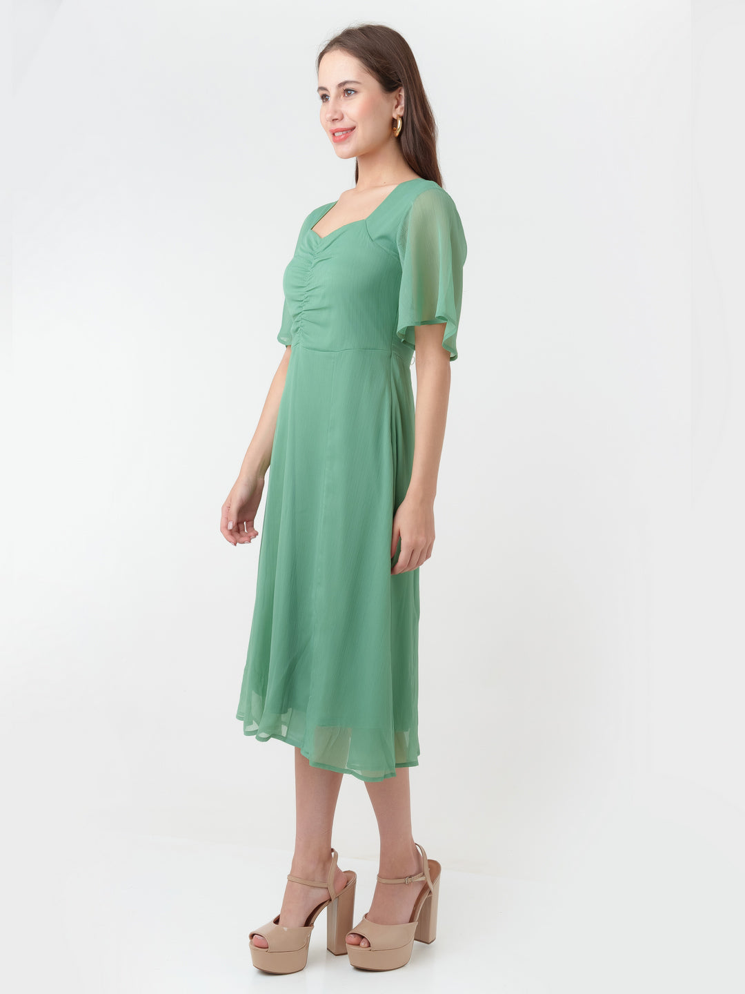 Green_Solid_Regular_Midi_Dress_3