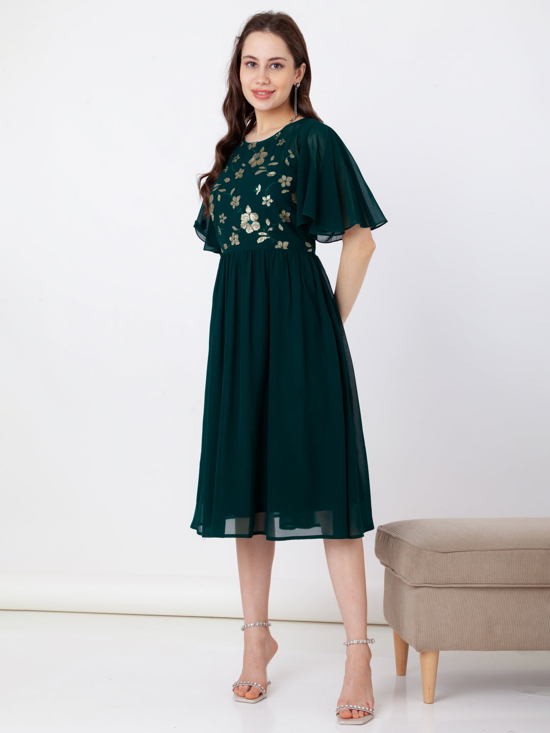 Green_Embroidered_Regular_Midi_Dress_5